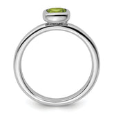 Sterling Silver Stackable Expressions Cushion Cut Peridot Ring